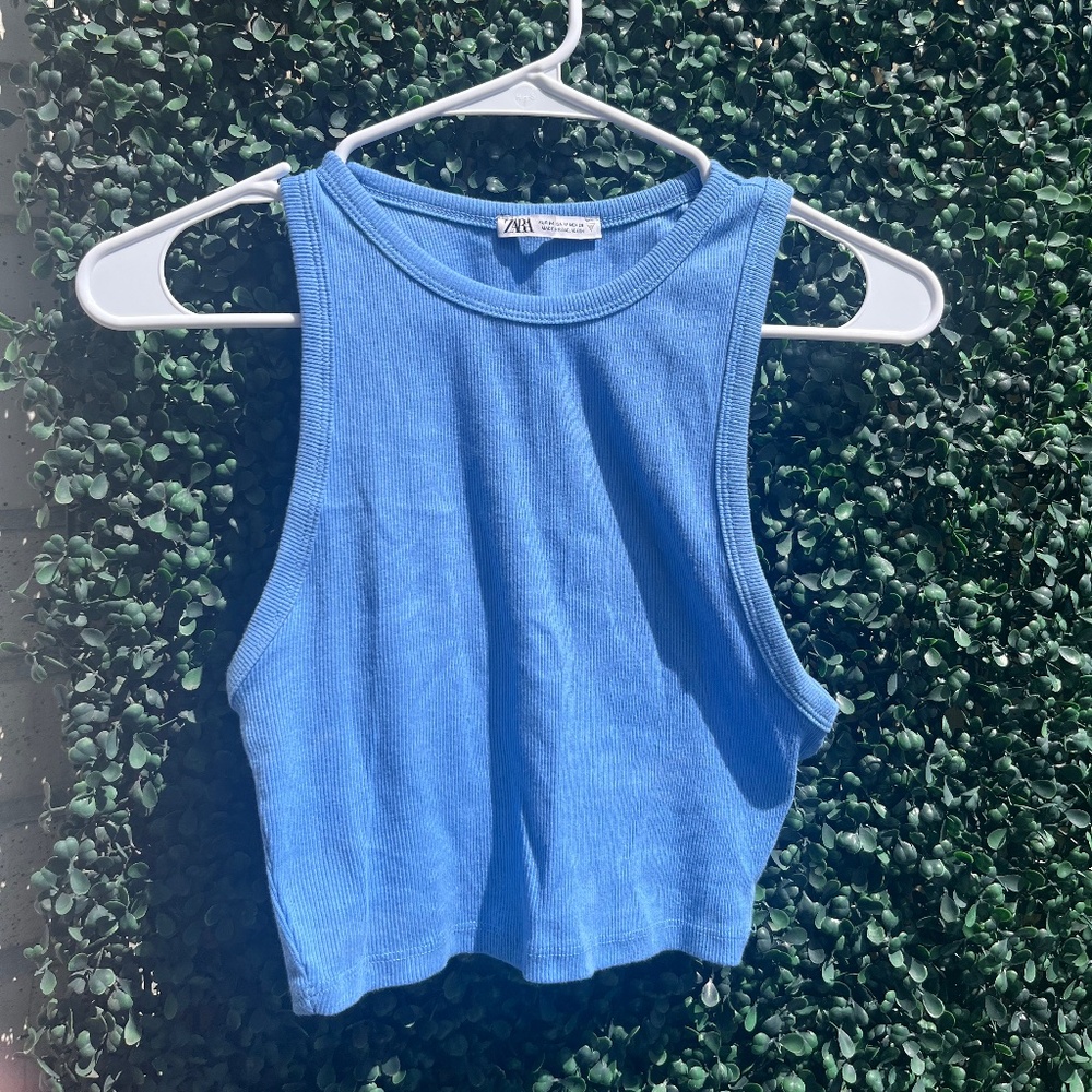 Zara blue crop top